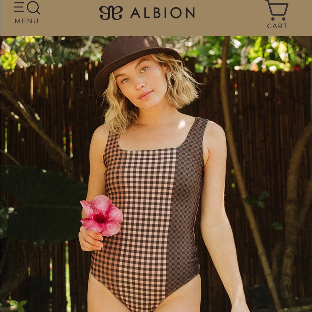 Albion Fit Swimsuit THE MARGOT ONE-PIECE, BROWN GINGHAM